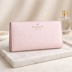 kate spade Blush Pink Saffiano Leather Continental Wallet